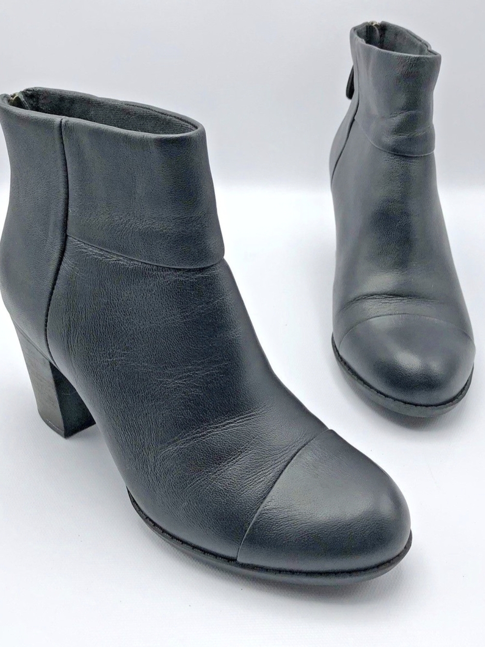 Clarks Enfield Tess Women Black Leather Zip Ankle Boot Shoe Size 9